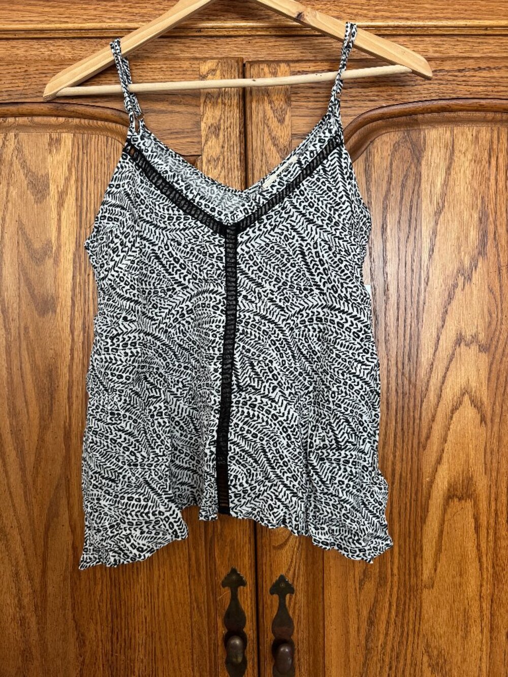 LA Made Black and White Patterned Spaghetti Strap Tank